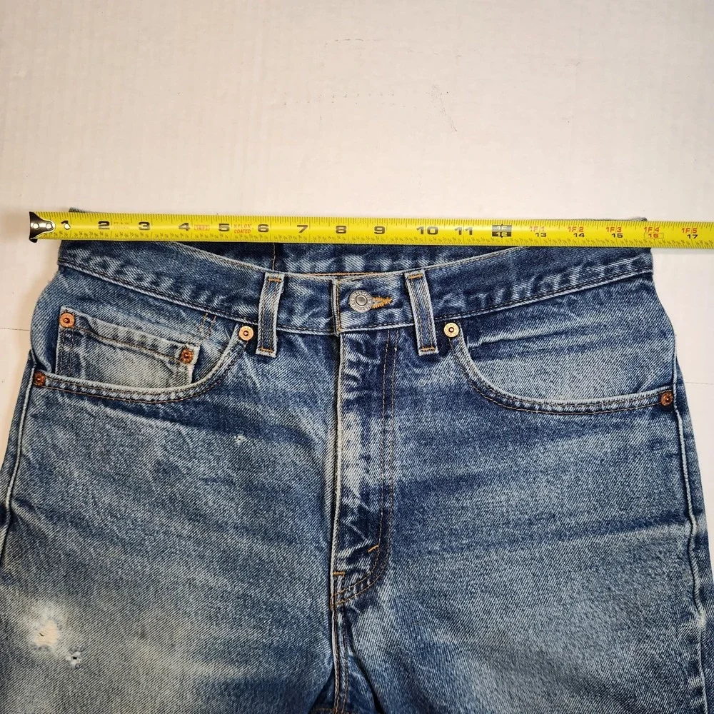 Vintage 2001 Levi's 517 Jeans 30x29 USA Made Boot Cut Distressed Faded Denim